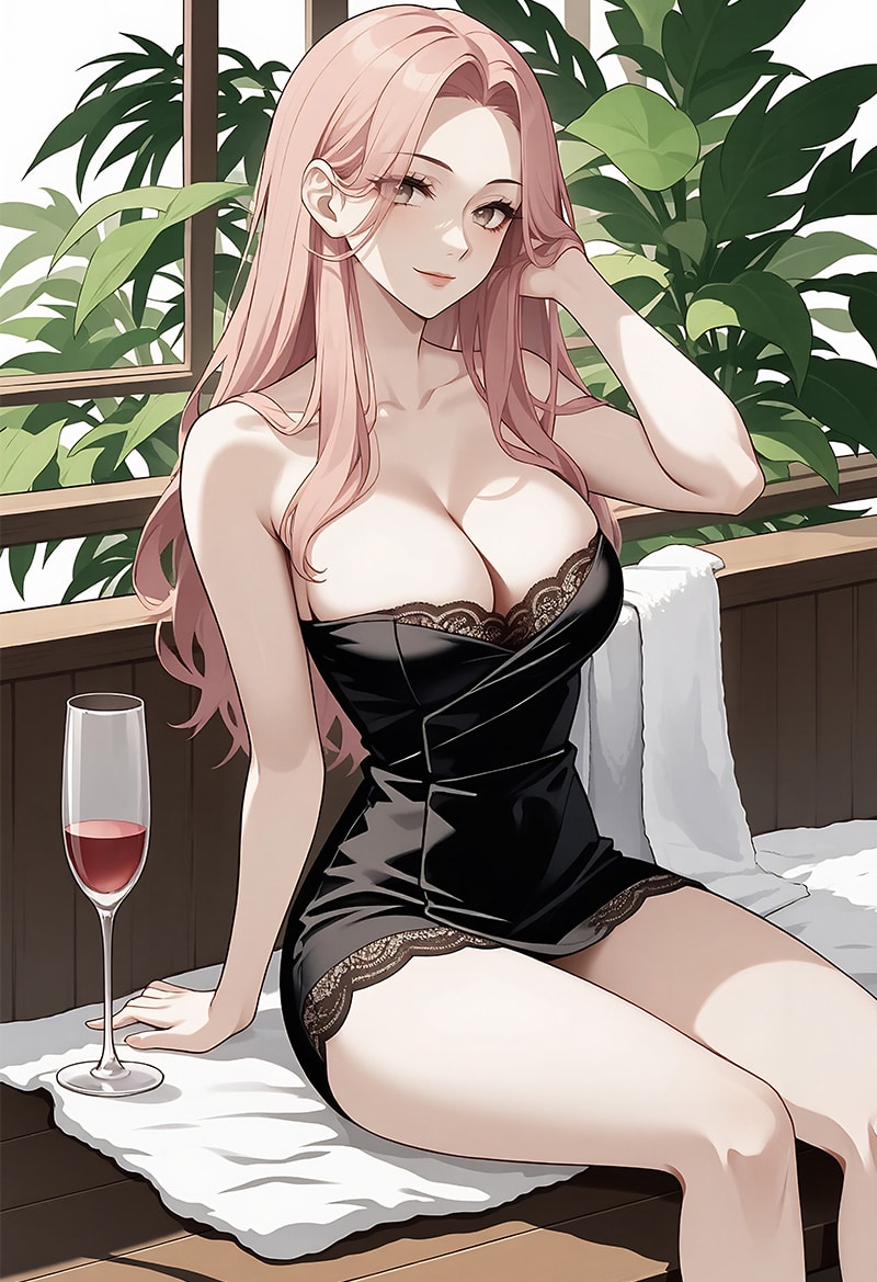 Anime AI girlfriend character with pink hair created on Yume AI platform